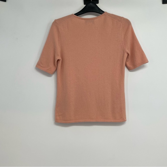 Cashmere Collection Saks Fifth Avenue Short Sleeve Top Size S Dusty Coral - Picture 2 of 7